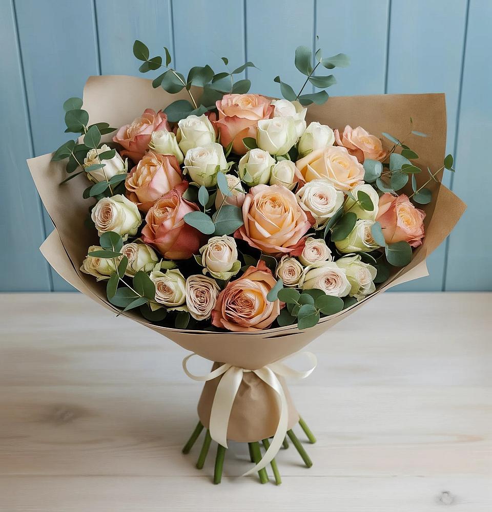 Букет цветов из: Альстромерии и Розы в Октябрьском Республики Крым