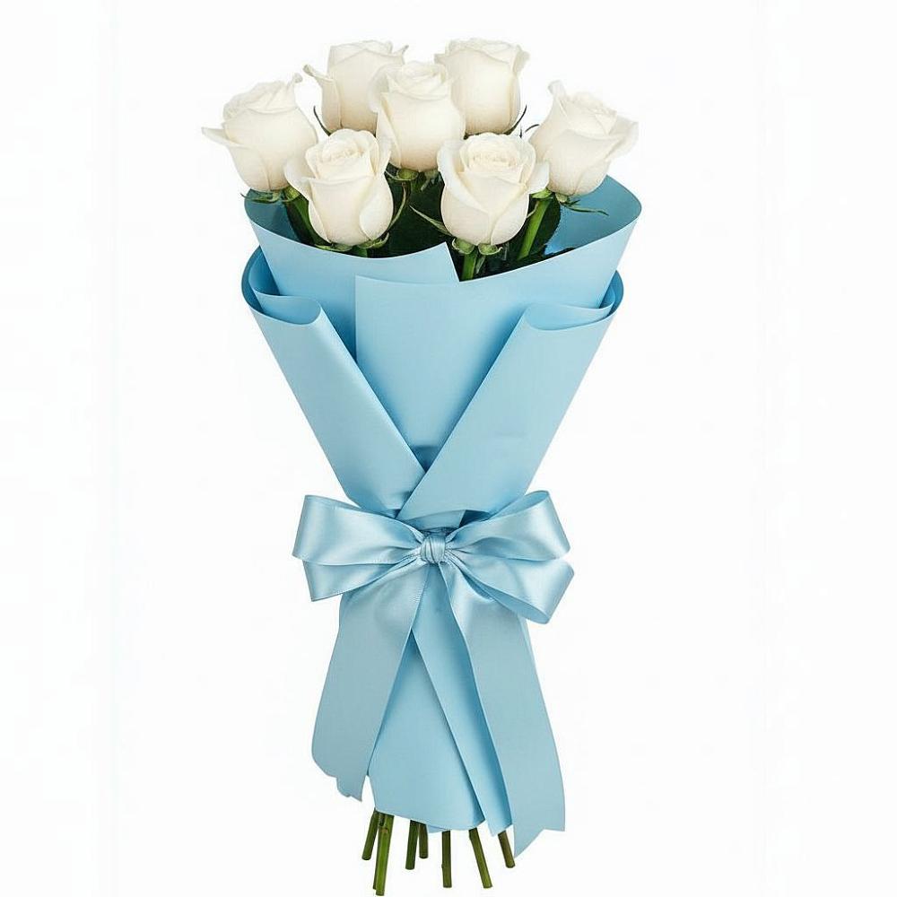 Букет 7 белых роз Проуд в Октябрьском Республики Крым