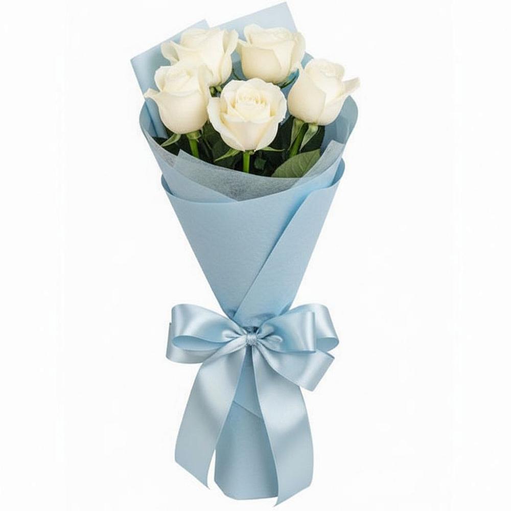 Букет 5 Белых роз Проуд в Октябрьском Республики Крым