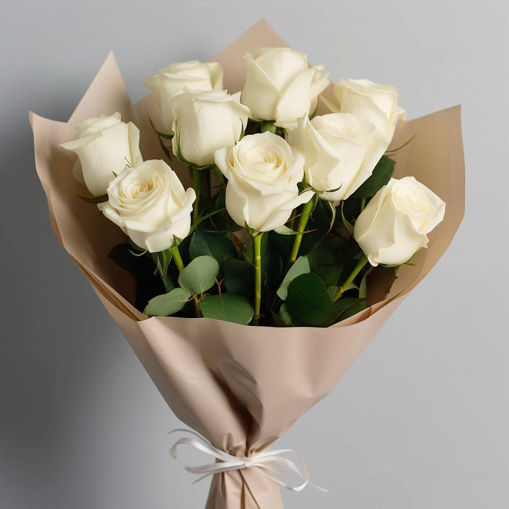 Букет 9 Белых роз Эдлесс Лав в Октябрьском Республики Крым