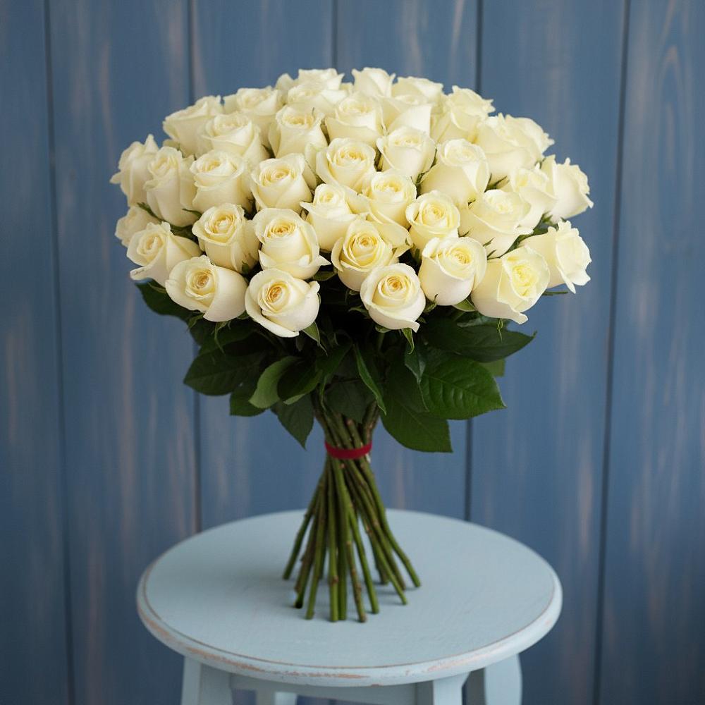 Букет 51 Белая роза Эдлесс Лав в Октябрьском Республики Крым