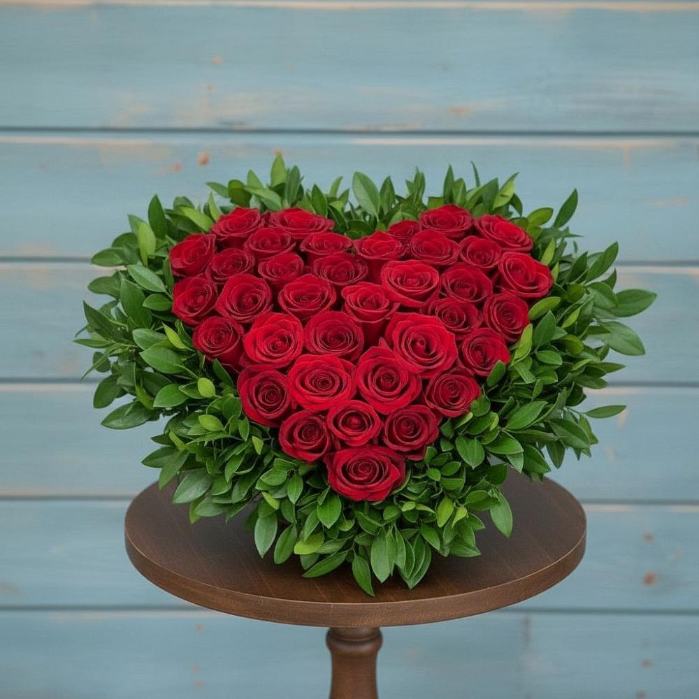 Цветочная композиция из Розы в виде сердца в Октябрьском Республики Крым