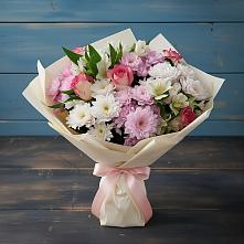 Букет цветов из:  Хризантемы, Альстромерии и Розы в Октябрьском Республики Крым