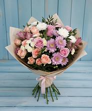 Букет цветов из:  Хризантемы, Розы и Альстромерии в Октябрьском Республики Крым