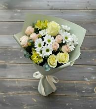 Букет цветов из:  Альстромерии, Розы и Хризантемы в Октябрьском Республики Крым