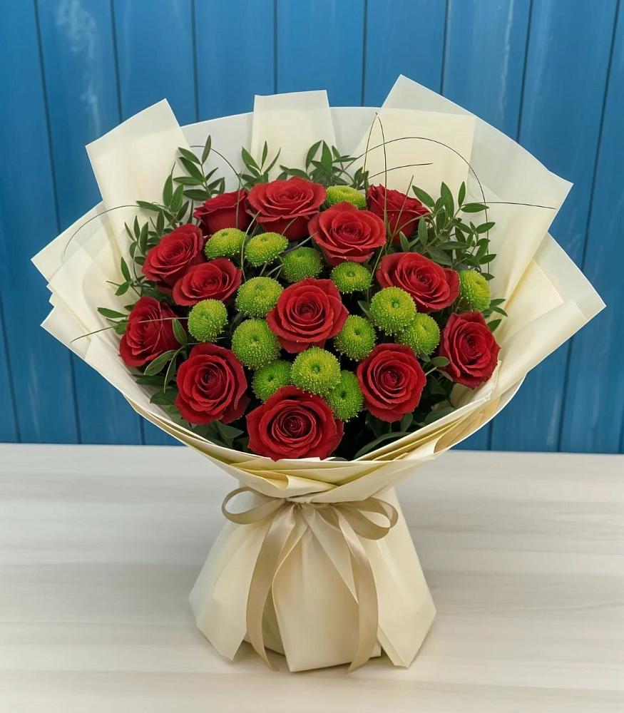 Букет цветов из: Розы и Хризантемы в Октябрьском Республики Крым