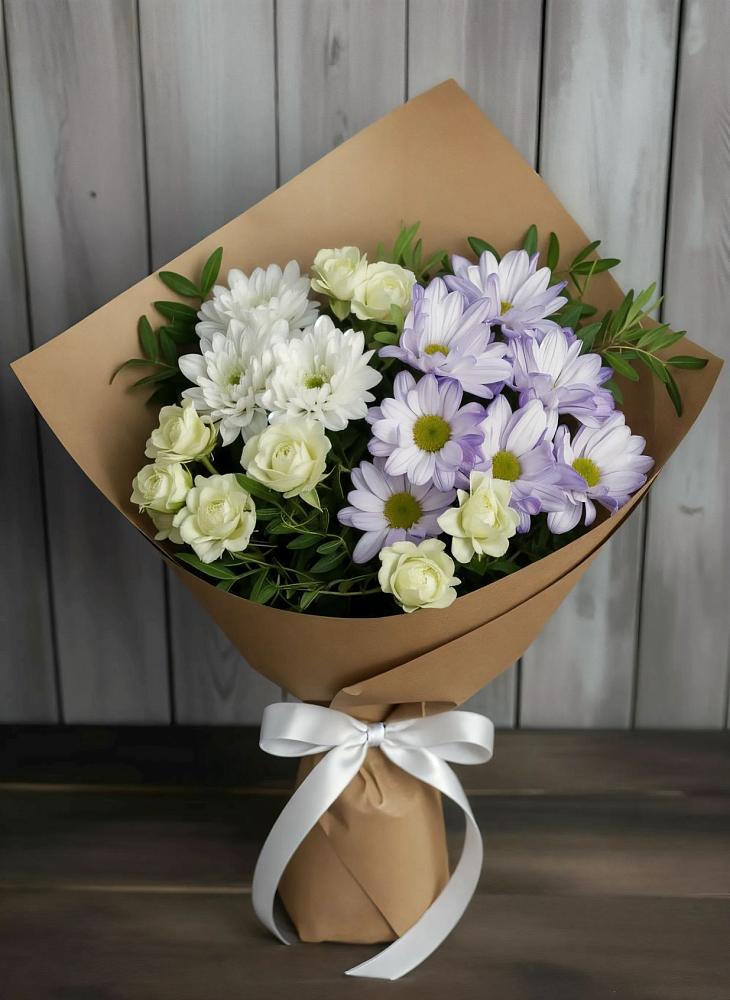 Букет цветов из: Хризантемы и Розы в Октябрьском Республики Крым